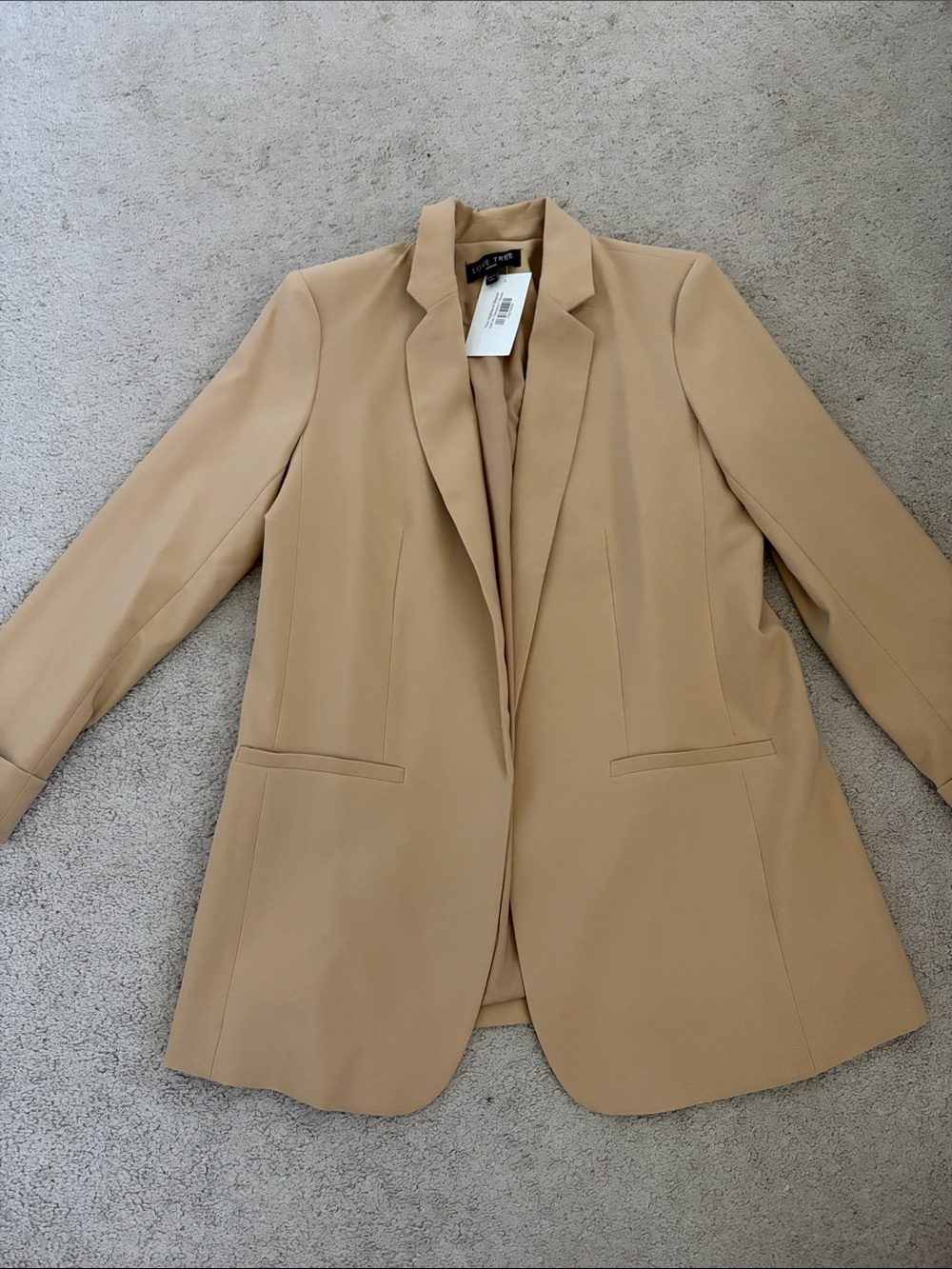 Love Tree Women's Tan Open-Front Blazer